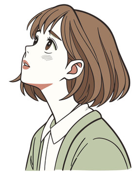Gentle Daydream &ndash; Anime-Style Watercolor Portrait of a Thoughtful Young Woman