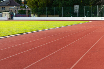 Track and field stadium on sunny day