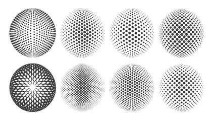 Geometric Halftone Sphere Vector Set | Abstract Dot Pattern Backgrounds 2025

