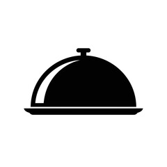 Dish Cover Icon A Simple Black and White Silhouette for Food Presentation