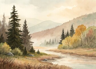 Abstract Watercolor in Soft Earth Tones Artwork