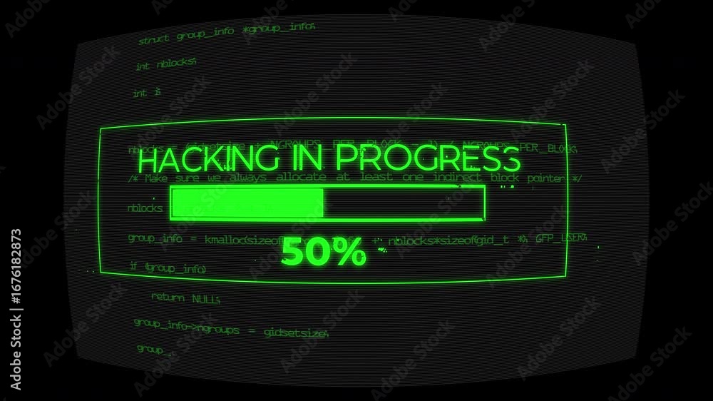 Poster digital hacking in progress bar. cyber ​​security alert. 4k video