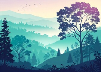 Fresh Morning Forest Vibe in Abstract Gradient