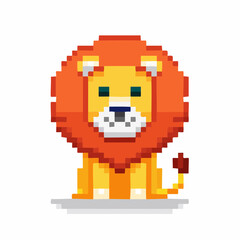 Pixel Art Lion Icon, King of the Jungle Illustration