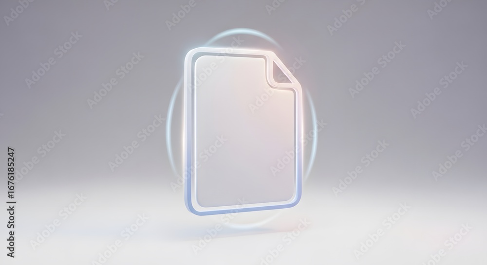 Fototapete clean 3d rendered icon of a document or file with a subtle glow effect