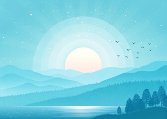 Pastel Blue Gradient with Dreamy Sunlight Glow