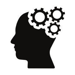 human head silhouette with gears