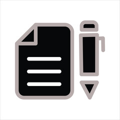 paper and pen icons. simple solid vector illustration