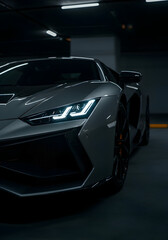 High Performance Sports Car Front View Advertisement : Modern Exotic Vehicle LED Light