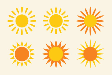 Fototapeta premium Stylized sun graphic with multiple color options