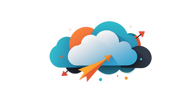 Bright cloud icon with upload arrow symbol suggesting data transfer and cloud storage