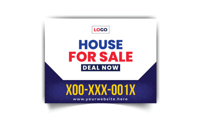 Modern yard sign or signage design template for outdoor home sale. easy to use for real estate company business