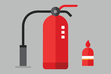 Red fire extinguisher safety equipment illustration