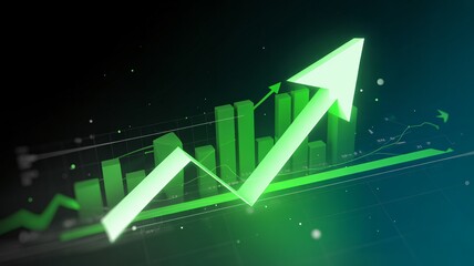 Dynamic growth chart with rising arrow, ideal for business presentations and financial success