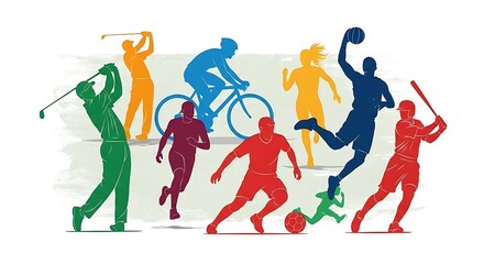 Diverse group of athletes in action representing various sports and activities