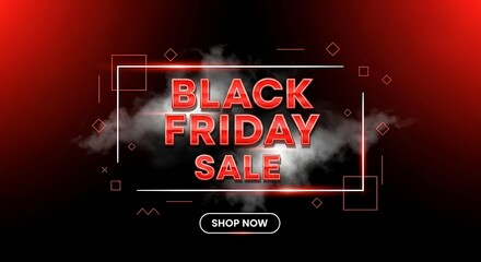 Black friday sale announcement with red and black background and smoke effects