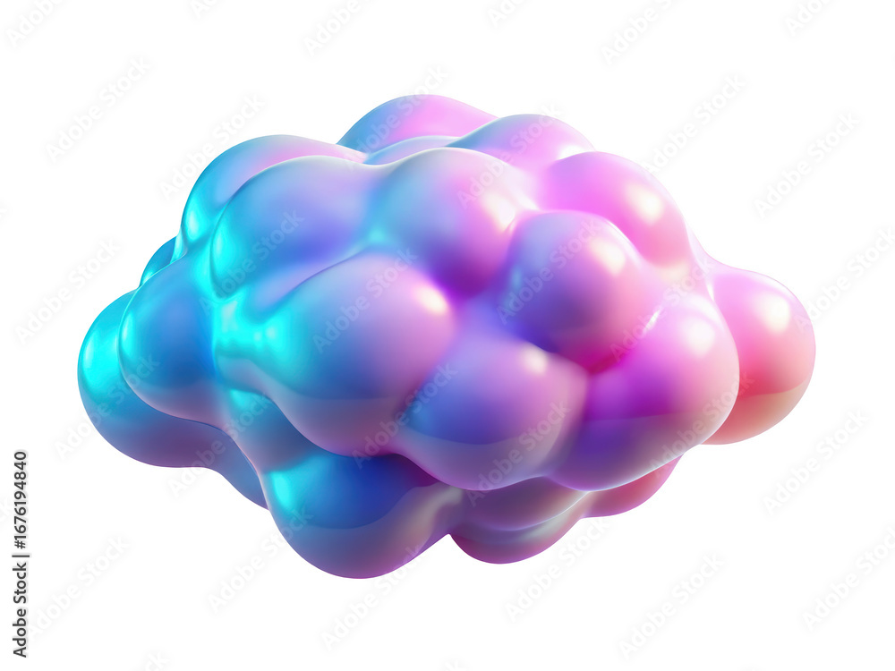 Poster abstract multicolored iridescent bubble shape 3d rendering isolated on backdrop 3d illustration icon