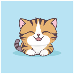 Smiling Cat Sitting Illustration