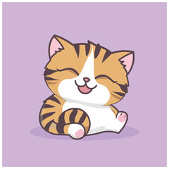 Happy Sitting Cat Illustration