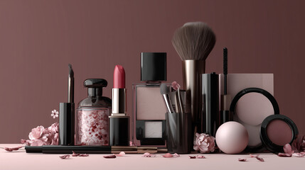 Lady's cosmetics such as lipstick mascara blush and eye shadow