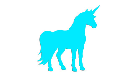 Fototapeta premium Gleaming unicorn logo arcs across pastel sky, horn aglow, mane flowing, symbolizing pure magic and wonder. 