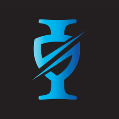 Shield and Security Logo Combine With Letter I Vector Template