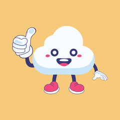 Happy Cloud with Thumbs Up Illustration