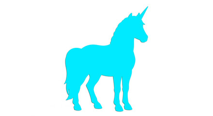 Gleaming unicorn logo arcs across pastel sky, horn aglow, mane flowing, symbolizing pure magic and wonder.
