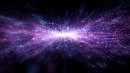 Abstract purple and blue light tunnel moving through space. Blur vortex effect and optic visual acceleration animation.