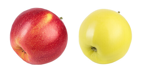 Red and yellow apple isolated on white background with full depth of field