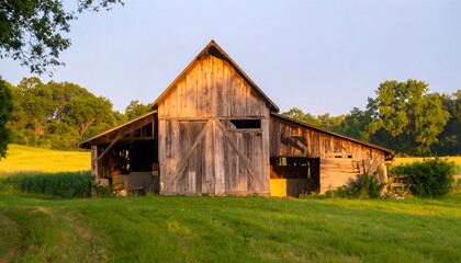 Rustic barn at golden hour