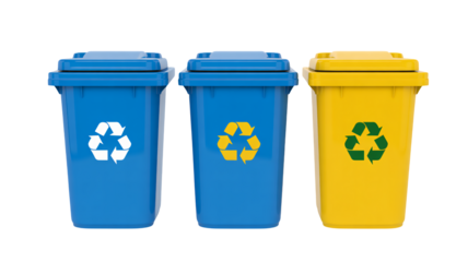 Recycling bins ready for waste separation, eco-friendly practices for a cleaner environment