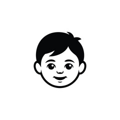 Fototapeta premium Boy Cartoon Face with Smiling Expression on Transparent Background Isolated
