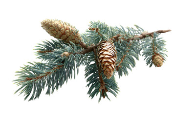 Blue Spruce Branch with Cones Nature Botany Winter Holiday