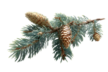 Blue Spruce Branch with Cones Nature Botany Winter Holiday
