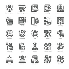 Exam Management Icon pack for your website, mobile, presentation, and logo design. Exam Management Icon solid design. Vector graphics illustration and editable stroke.