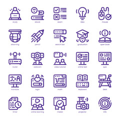 Online Learning Icon pack for your website, mobile, presentation, and logo design. Online Learning Icon line basic color design. Vector graphics illustration and editable stroke.