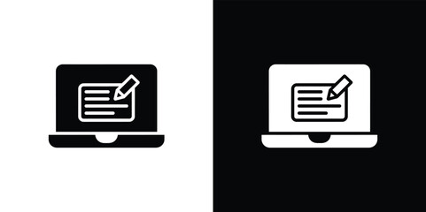 Laptop with on Screen and Pencil Icon, on Transparent