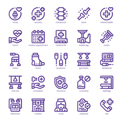 Rehab Center Icon pack for your website, mobile, presentation, and logo design. Rehab Center Icon line basic color design. Vector graphics illustration and editable stroke.