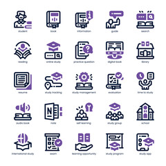 Study Guide Icon pack for your website, mobile, presentation, and logo design. Study Guide Icon dual tone design. Vector graphics illustration and editable stroke.