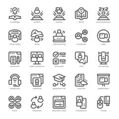 Virtual Classroom Icon pack for your website, mobile, presentation, and logo design. Virtual Classroom Icon outline design. Vector graphics illustration and editable stroke.