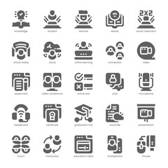 Virtual Classroom Icon pack for your website, mobile, presentation, and logo design. Virtual Classroom Icon solid design. Vector graphics illustration and editable stroke.