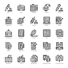 Writing Tool Icon pack for your website, mobile, presentation, and logo design. Writing Tool Icon solid design. Vector graphics illustration and editable stroke.