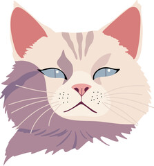 Obraz premium Illustration of a White Cat Portrait