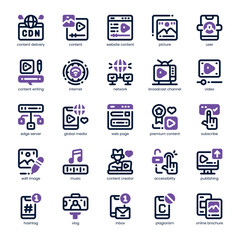 Content Creator Icon pack for your website, mobile, presentation, and logo design. Content Creator Icon dual tone design. Vector graphics illustration and editable stroke.
