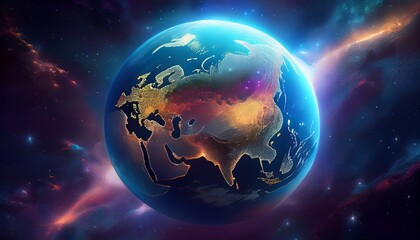 earth with space galaxy and clouds