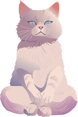 Illustration of a White Cat Sitting