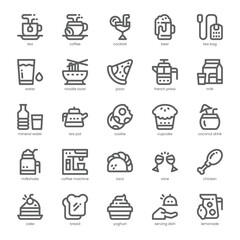 Food and Beverage Icon pack for your website, mobile, presentation, and logo design. Food and Beverage Icon outline design. Vector graphics illustration and editable stroke.
