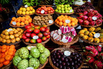 exotic fruits and a lively atmosphere at a vibrant tropical fruit market