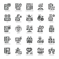 Nutrition Guide Icon pack for your website, mobile, presentation, and logo design. Nutrition Guide Icon solid design. Vector graphics illustration and editable stroke.